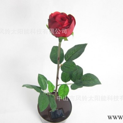 太陽能花盆燈、太陽能紅色玫瑰花燈、太陽能LED盆花、LED陽
