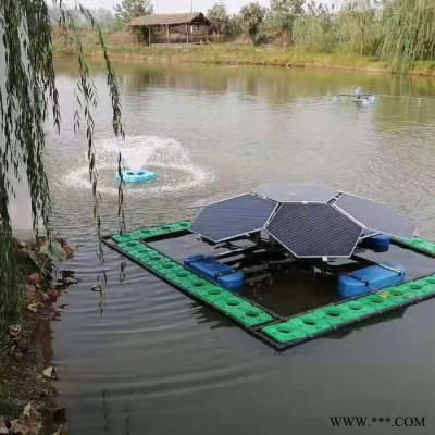 綠博斯LBSSUN-PQ 河道專用太陽能光伏板噴泉曝氣機 光伏浮船蓄電池組太陽能噴泉曝氣機
