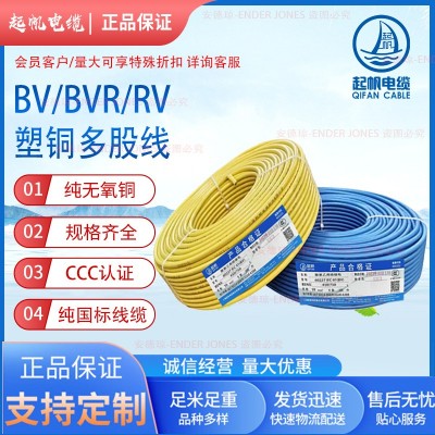 起帆國標(biāo)家裝銅芯線BV/BVR/RV10平方電線 家裝工程國標(biāo)銅芯電線