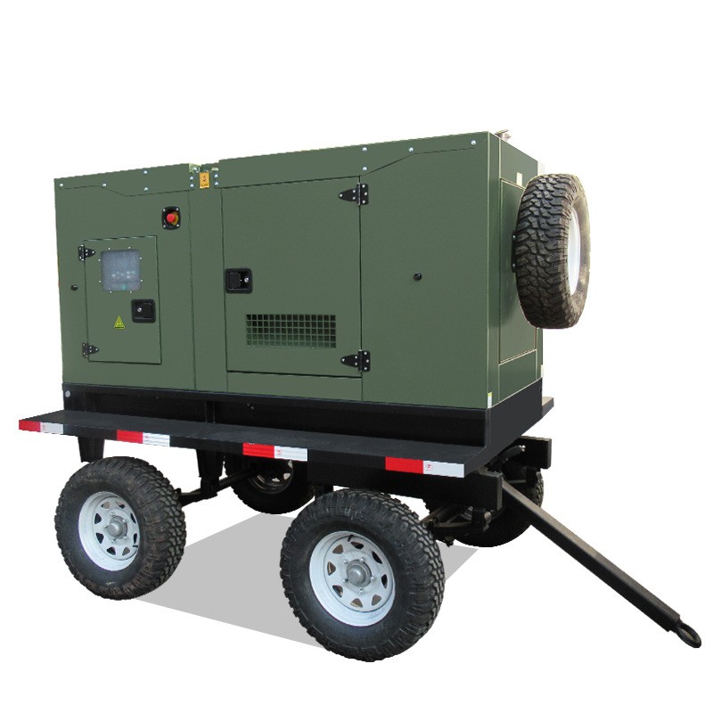 軍用柴油發電機組軍綠迷彩色靜音拖車型四輪濰柴動力高配國標全銅